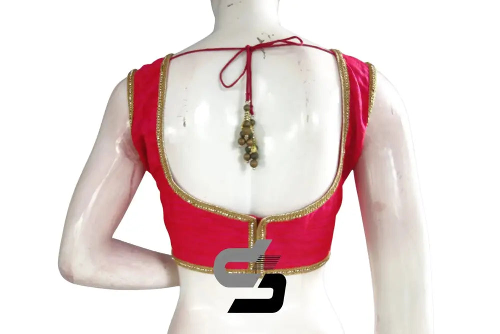 Pink Color Semi Silk Designer Party Wear Readymade Blouse/ Indian Crop Tops - D3blouses