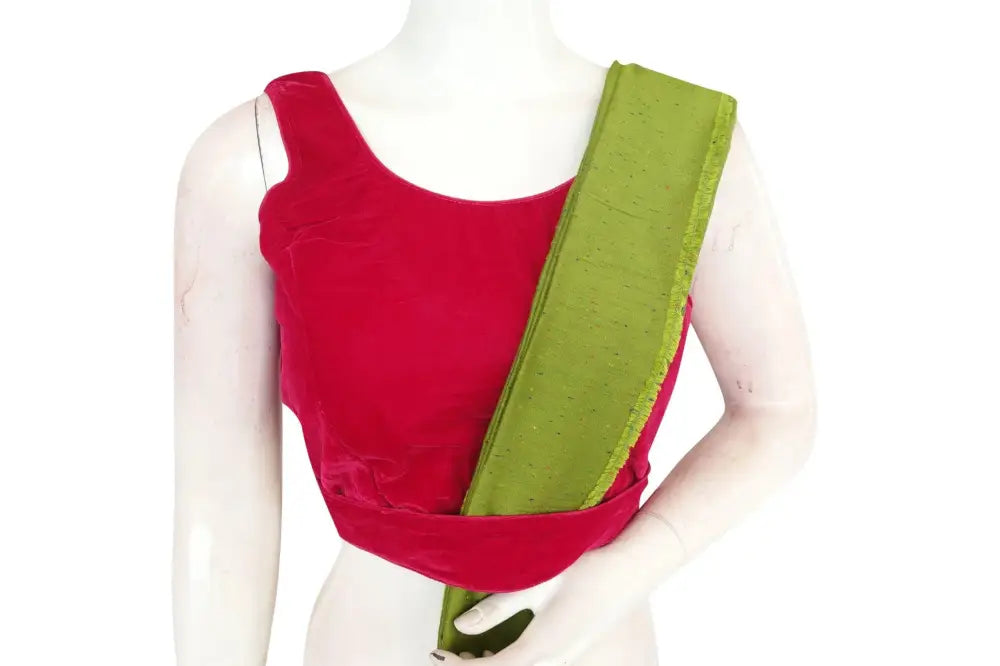 Pink Color Velvet Designer Blouse With Saree Belt - D3blouses