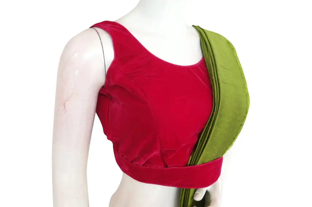 Pink Color Velvet Designer Blouse With Saree Belt - D3blouses