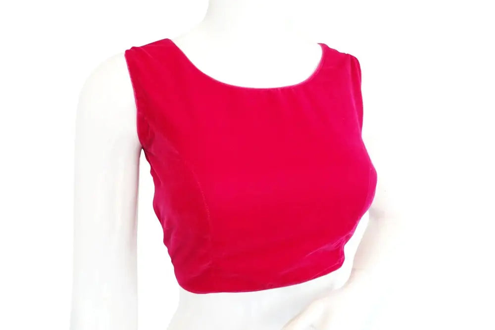 Pink Color Velvet Readymade Blouse - D3blouses