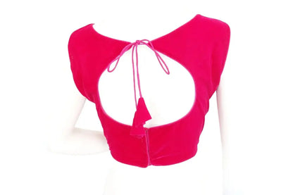 Pink Color Velvet Readymade Blouse - D3blouses