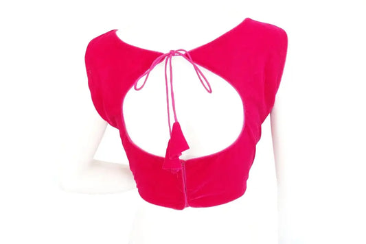 Pink Color Velvet Readymade Blouse - D3blouses