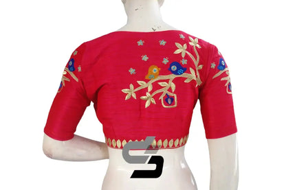 Pink High Neck Designer Embroidered Saree Blouses - Trend Alert - D3blouses