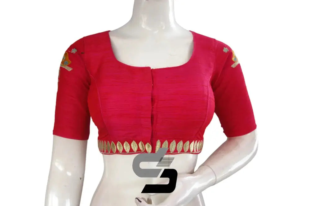 Pink High Neck Designer Embroidered Saree Blouses - Trend Alert - D3blouses