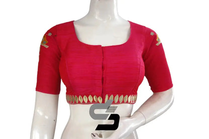 Pink High Neck Designer Embroidered Saree Blouses - Trend Alert - D3blouses