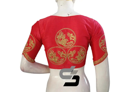 Pink High Neck Designer Embroidered Saree Blouses: Vibrant Elegance - D3blouses