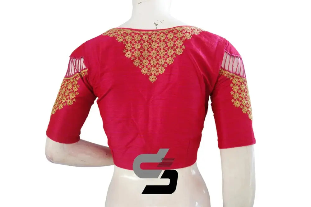 Pink High Neck Designer Silk Saree Blouses - Elegant & Chic! - D3blouses