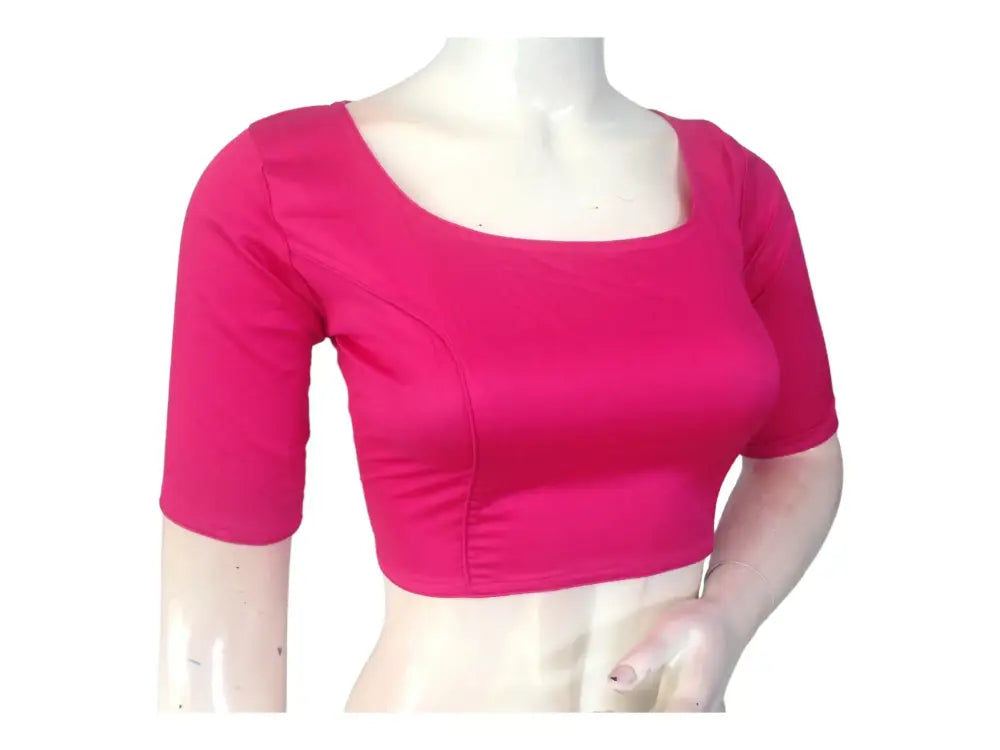 Pink Passion, Boat Neck Plain Silk Saree Readymade Blouse - D3blouses