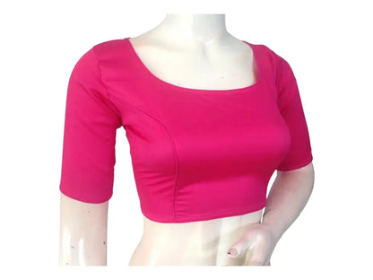 Pink Passion, Boat Neck Plain Silk Saree Readymade Blouse - D3blouses