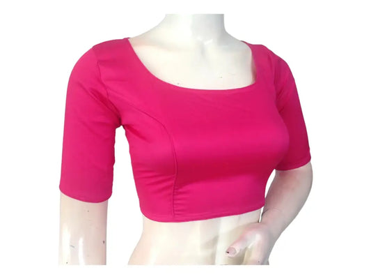 Pink Passion, Boat Neck Plain Silk Saree Readymade Blouse - D3blouses