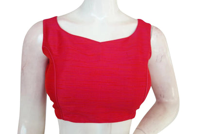 Pink Passion, Plain Semi Silk Designer Readymade Saree Blouse - D3blouses