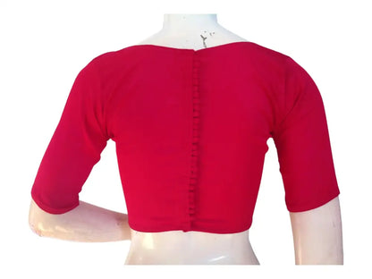 Pink Perfection, Boat Neck Plain Silk Saree Ready made Blouse - D3blouses