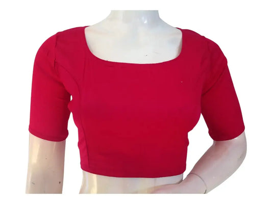 Pink Perfection, Boat Neck Plain Silk Saree Ready made Blouse - D3blouses