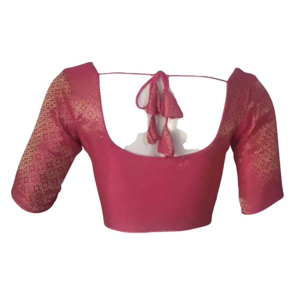 Pink Perfection: Brocade Silk Readymade Saree Blouse - D3blouses
