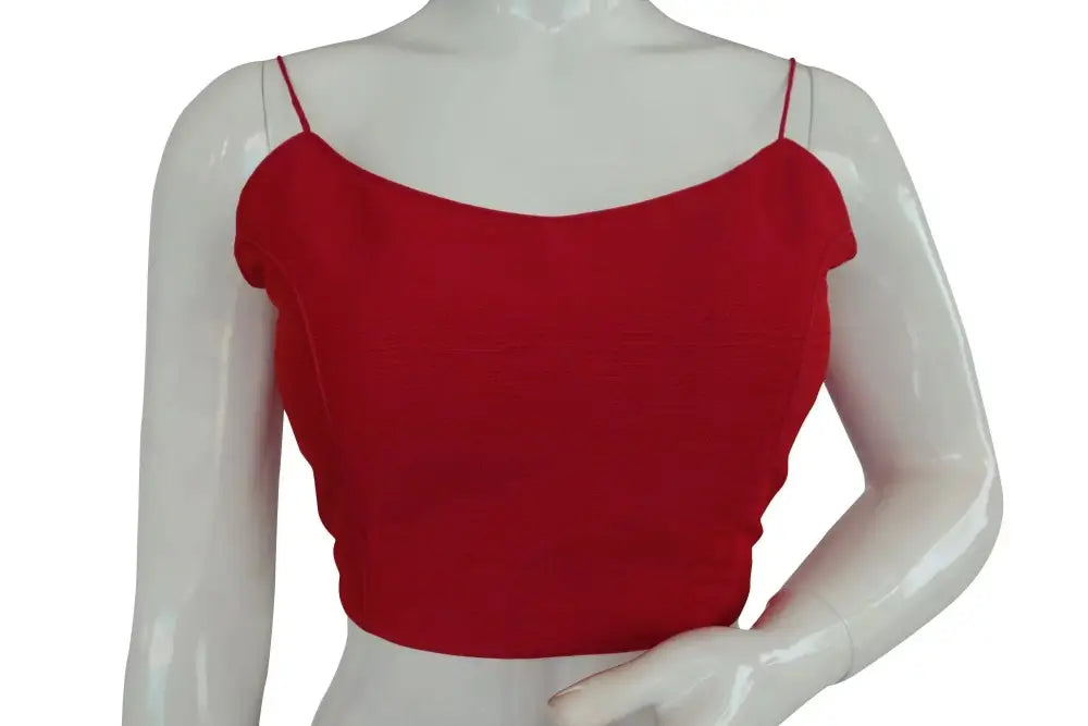 Pink Petal, Plain Sleeveless Readymade Saree Blouse with Spaghetti Strap - D3blouses