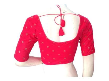 Pink Saree Blouse, Velvet Readymade blouse, Indian Saree Choli top Online - D3blouses