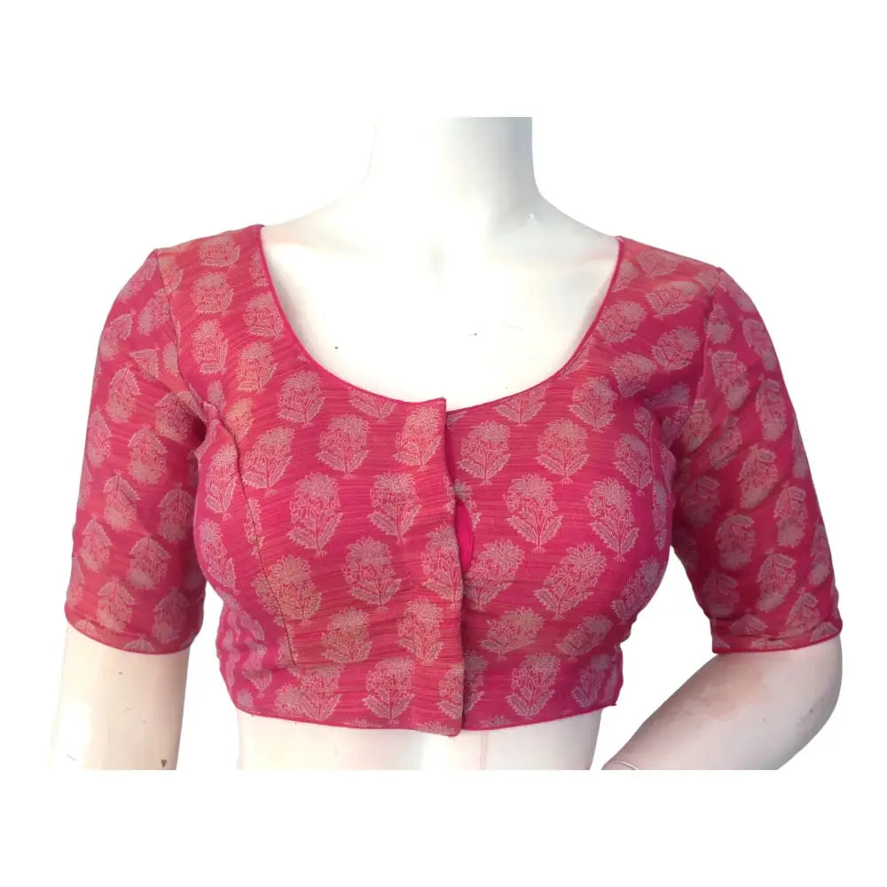 Pink Tissue Silk Blouses | Exquisite Party Wear Indian Choli - D3blouses