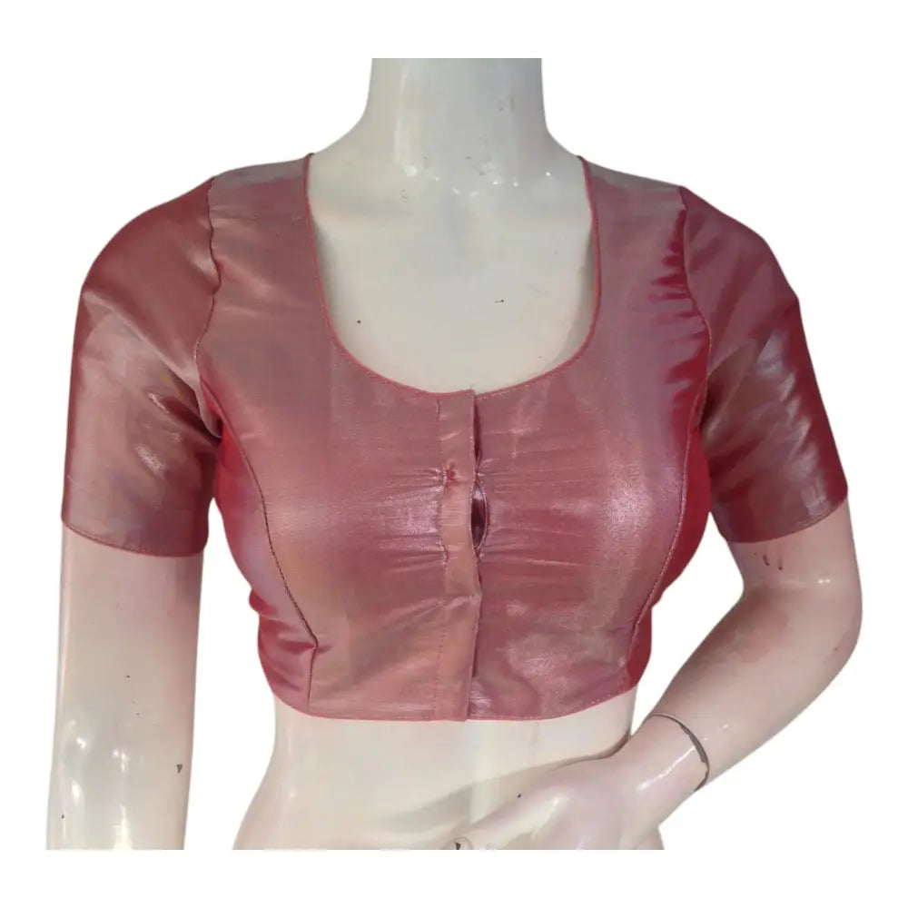 Pinkish Copper Tissue Silk Blouse - Soft Sheen Ready made Top - D3blouses