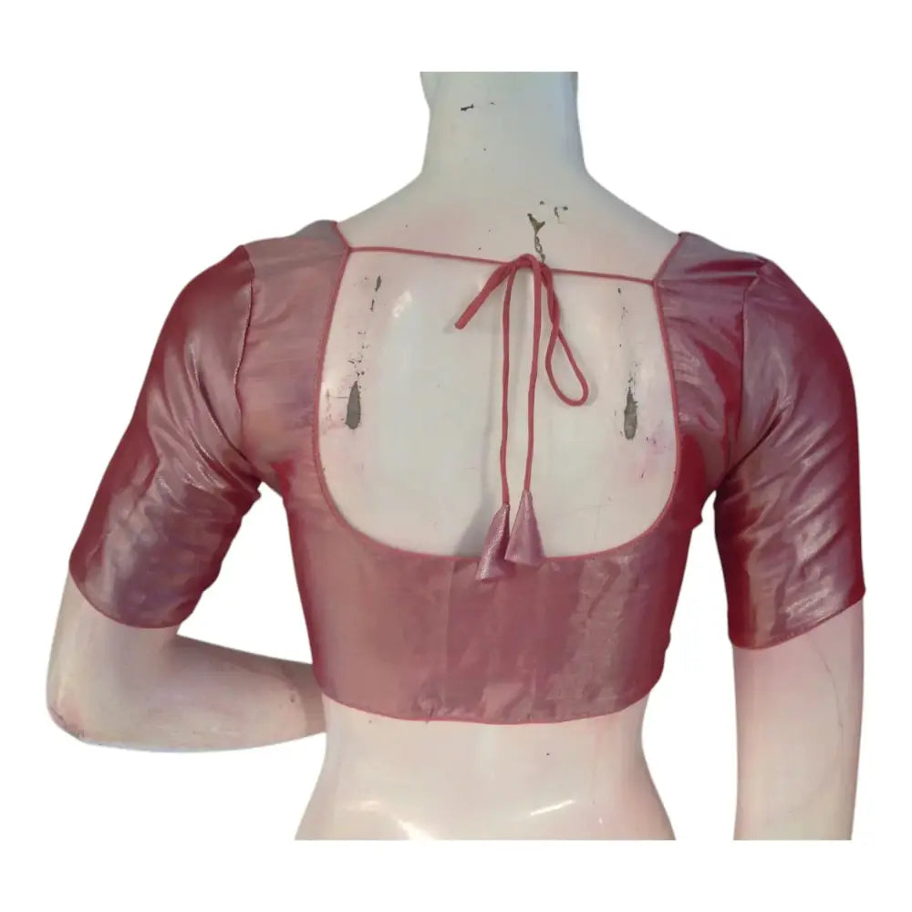 Pinkish Copper Tissue Silk Blouse - Soft Sheen Ready made Top - D3blouses
