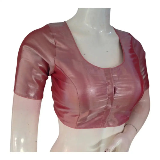 Pinkish Copper Tissue Silk Blouse - Soft Sheen Ready made Top - D3blouses
