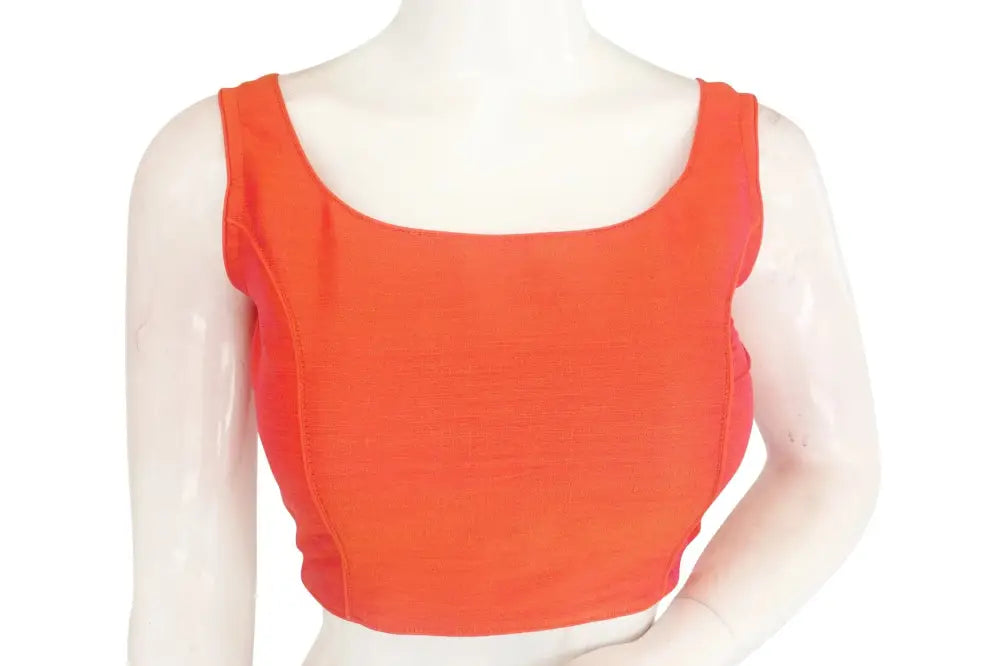Pinkish Orange Color Plain Silk Designer Readymade Blouse - D3blouses