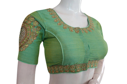Pista Green Cut Work Designer Readymade Saree Blouses - D3blouses