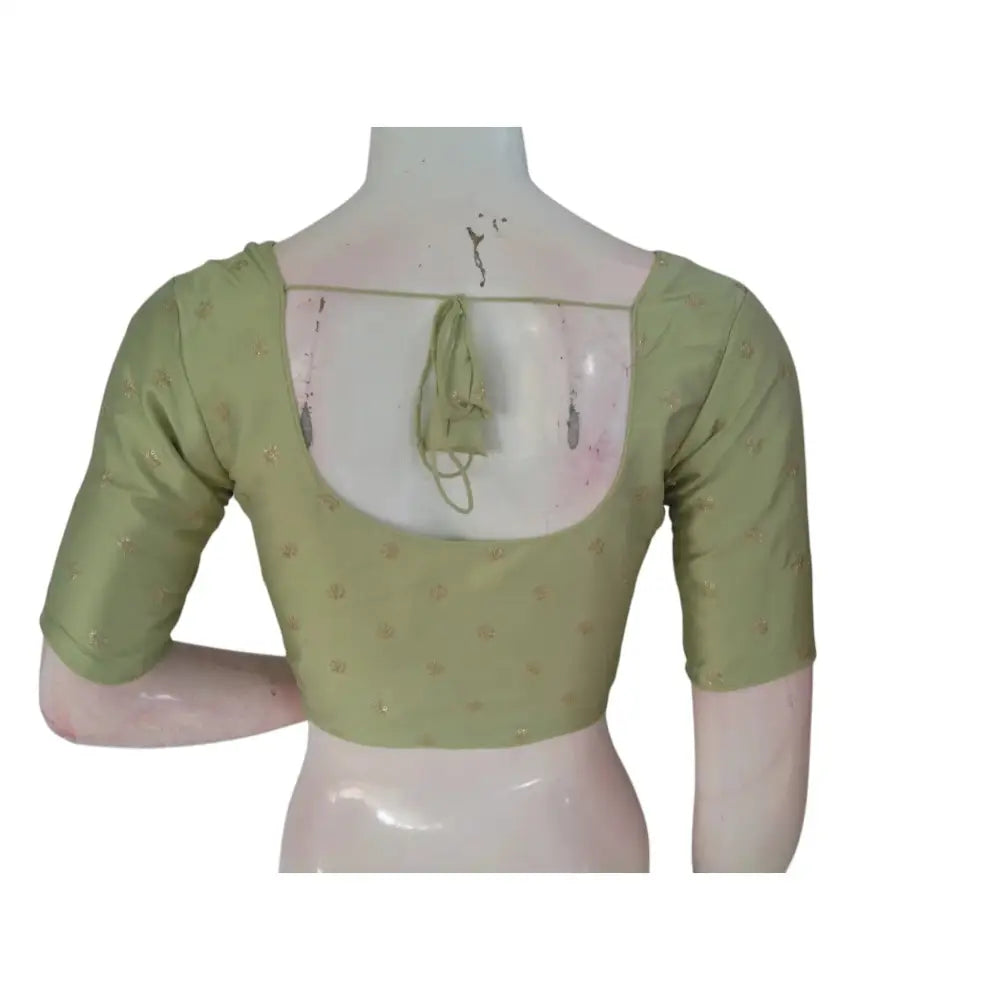 Pista Perfect: Elegant Semi-Silk Blouse with Delicate Embroidery - D3blouses