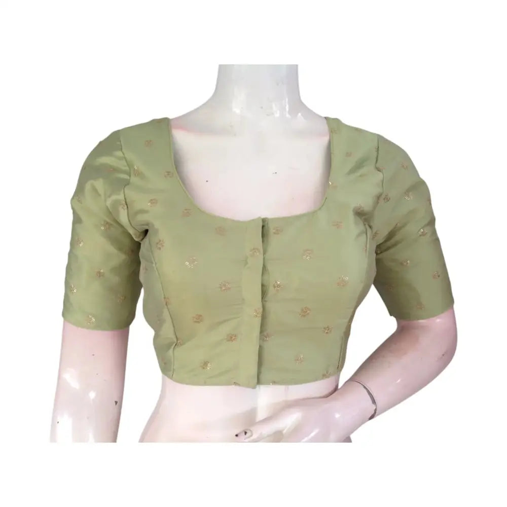 Pista Perfect: Elegant Semi-Silk Blouse with Delicate Embroidery - D3blouses