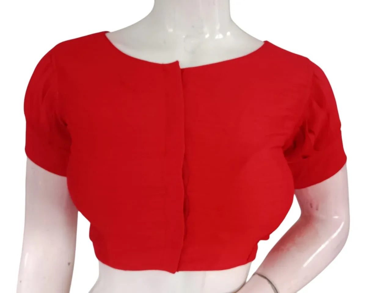 Plain Silk Puff Sleeves Saree Blouse | Ready-to-Wear for Festivals, Weddings & Party Wear - D3blouses