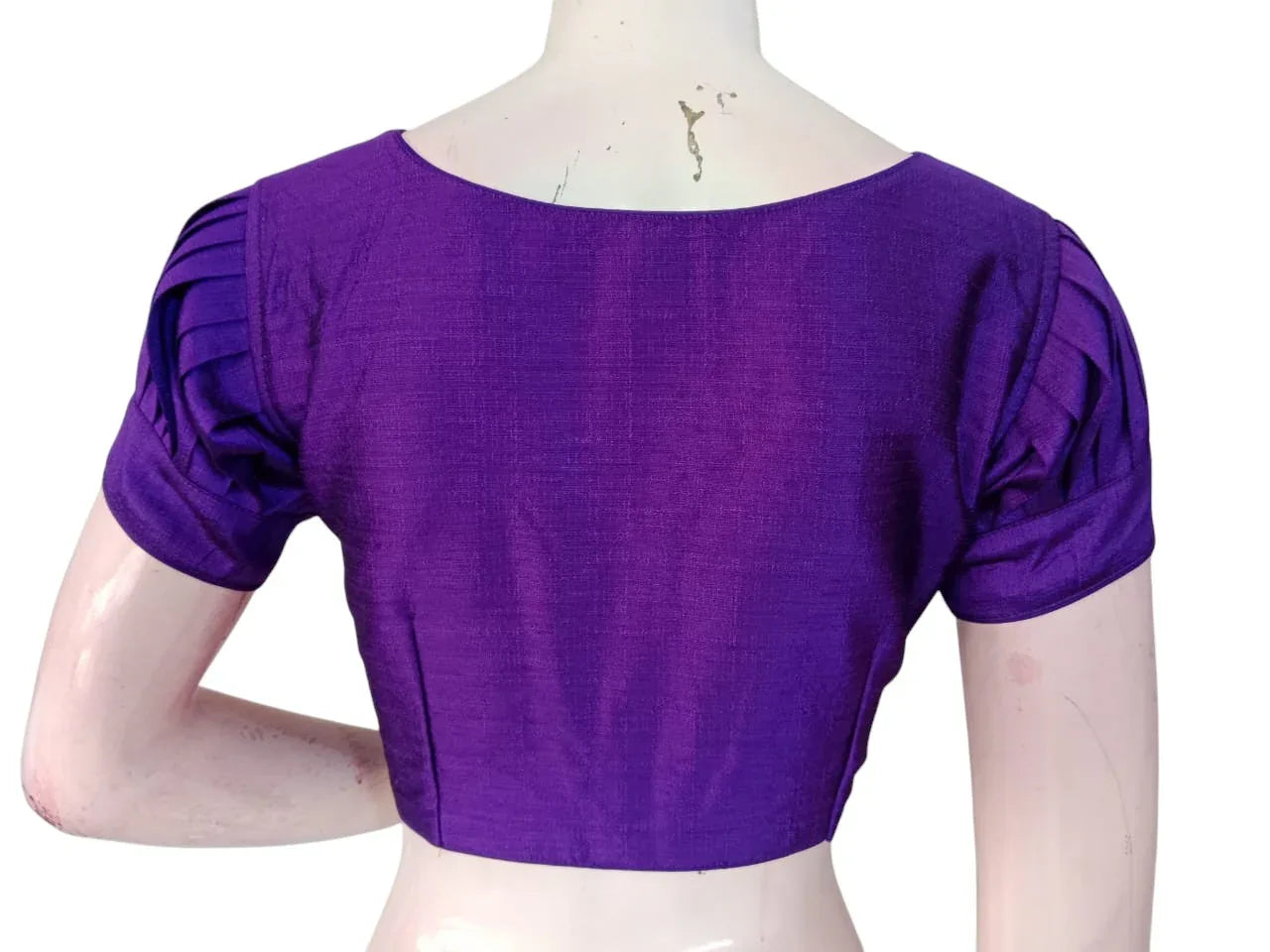 Plain Silk Puff Sleeves Saree Blouse | Ready-to-Wear for Festivals, Weddings & Party Wear - D3blouses