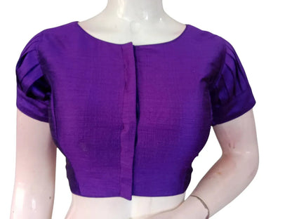 Plain Silk Puff Sleeves Saree Blouse | Ready-to-Wear for Festivals, Weddings & Party Wear - D3blouses