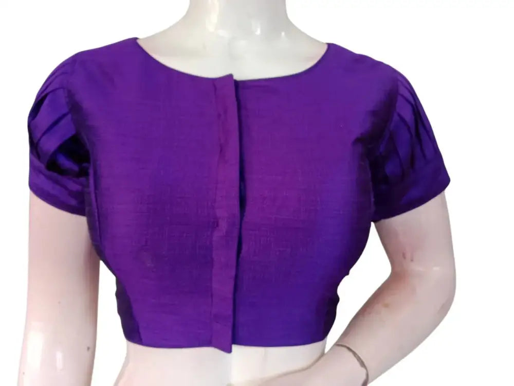 Plain Silk Puff Sleeves Saree Blouse | Ready-to-Wear for Festivals, Weddings & Party Wear - D3blouses