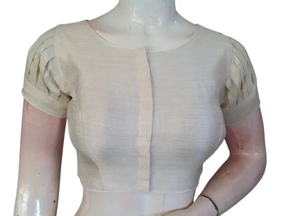 Plain Silk Puff Sleeves Saree Blouse | Ready-to-Wear for Festive & Wedding Sarees - D3blouses