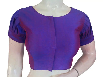 Plain Silk Puff Sleeves Saree Blouse | Ready-to-Wear for Festive & Wedding Sarees - D3blouses