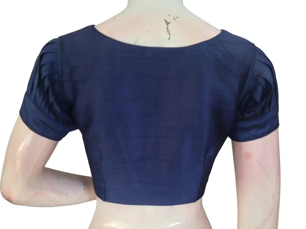 Plain Silk Puff Sleeves Saree Blouse | Ready-to-Wear for Festive & Wedding Sarees - D3blouses