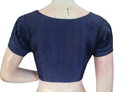 Plain Silk Puff Sleeves Saree Blouse | Ready-to-Wear for Festive & Wedding Sarees - D3blouses