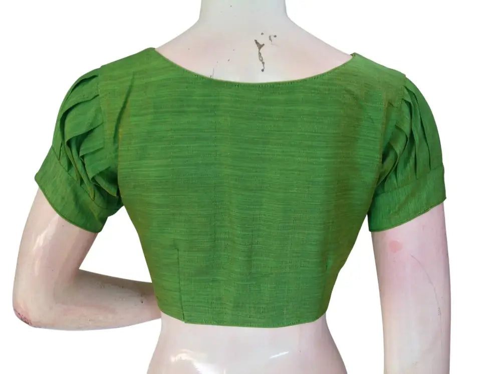 Plain Silk Puff Sleeves Saree Blouse | Ready-to-Wear for Festive & Wedding Sarees - D3blouses