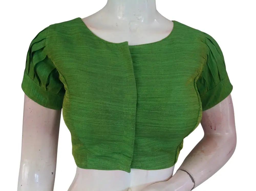 Plain Silk Puff Sleeves Saree Blouse | Ready-to-Wear for Festive & Wedding Sarees - D3blouses