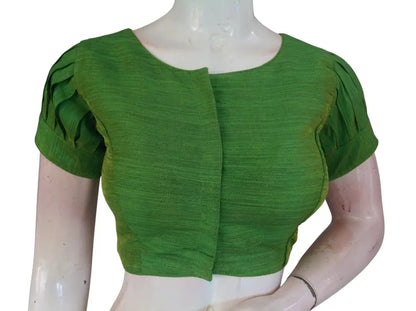 Plain Silk Puff Sleeves Saree Blouse | Ready-to-Wear for Festive & Wedding Sarees - D3blouses