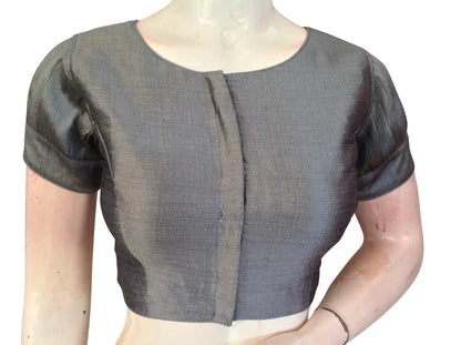 Plain Silk Puff Sleeves Saree Blouse | Ready-to-Wear for Festive & Wedding Sarees - D3blouses