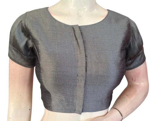 Plain Silk Puff Sleeves Saree Blouse | Ready-to-Wear for Festive & Wedding Sarees - D3blouses