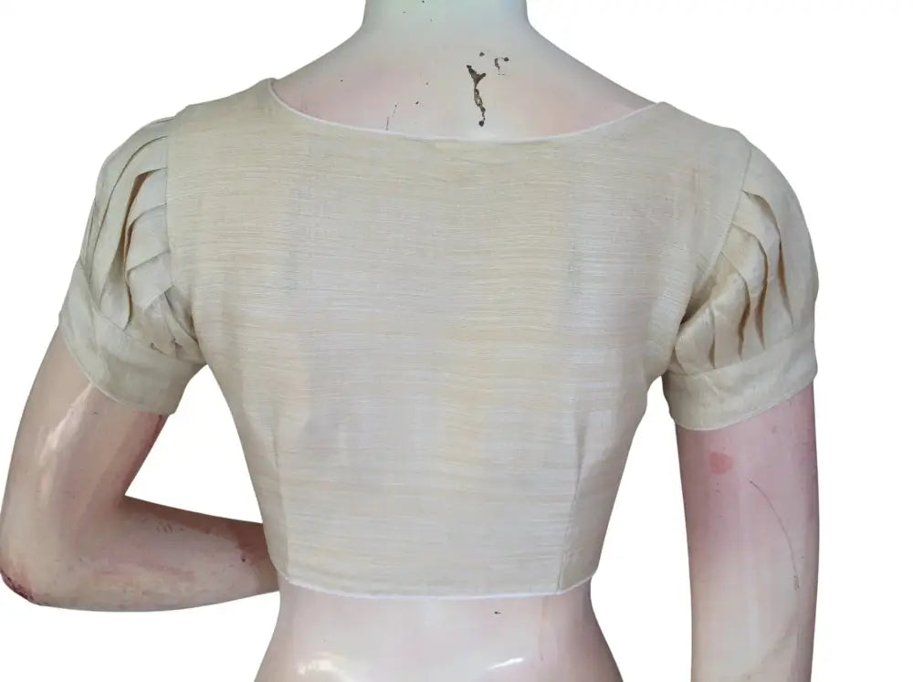 Plain Silk Puff Sleeves Saree Blouse | Ready-to-Wear for Festive & Wedding Sarees - D3blouses