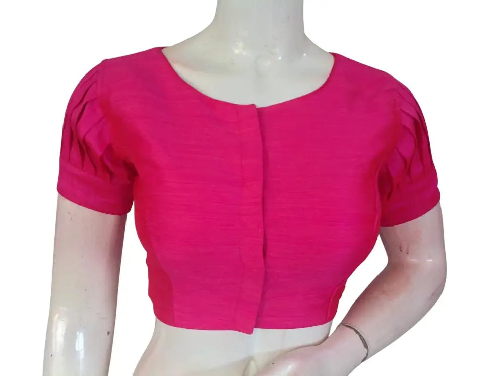 Plain Silk Puff Sleeves Saree Blouse | Ready-to-Wear for Festive & Wedding Sarees - D3blouses