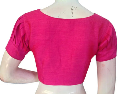 Plain Silk Puff Sleeves Saree Blouse | Ready-to-Wear for Festive & Wedding Sarees - D3blouses