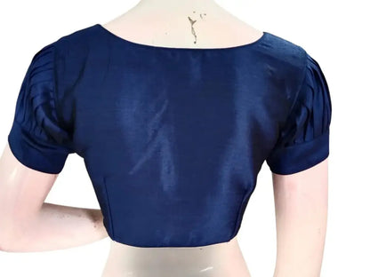 Plain Silk Puff Sleeves Saree Blouse | Ready-to-Wear for Wedding & Festive Sarees - D3blouses