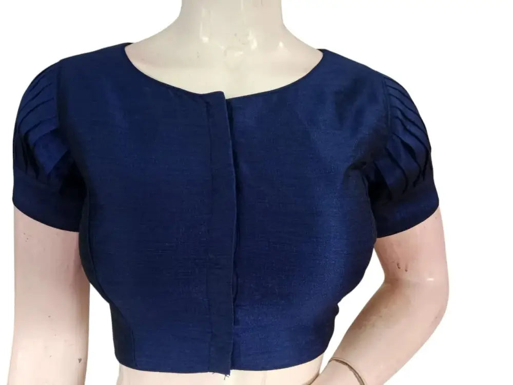 Plain Silk Puff Sleeves Saree Blouse | Ready-to-Wear for Wedding & Festive Sarees - D3blouses