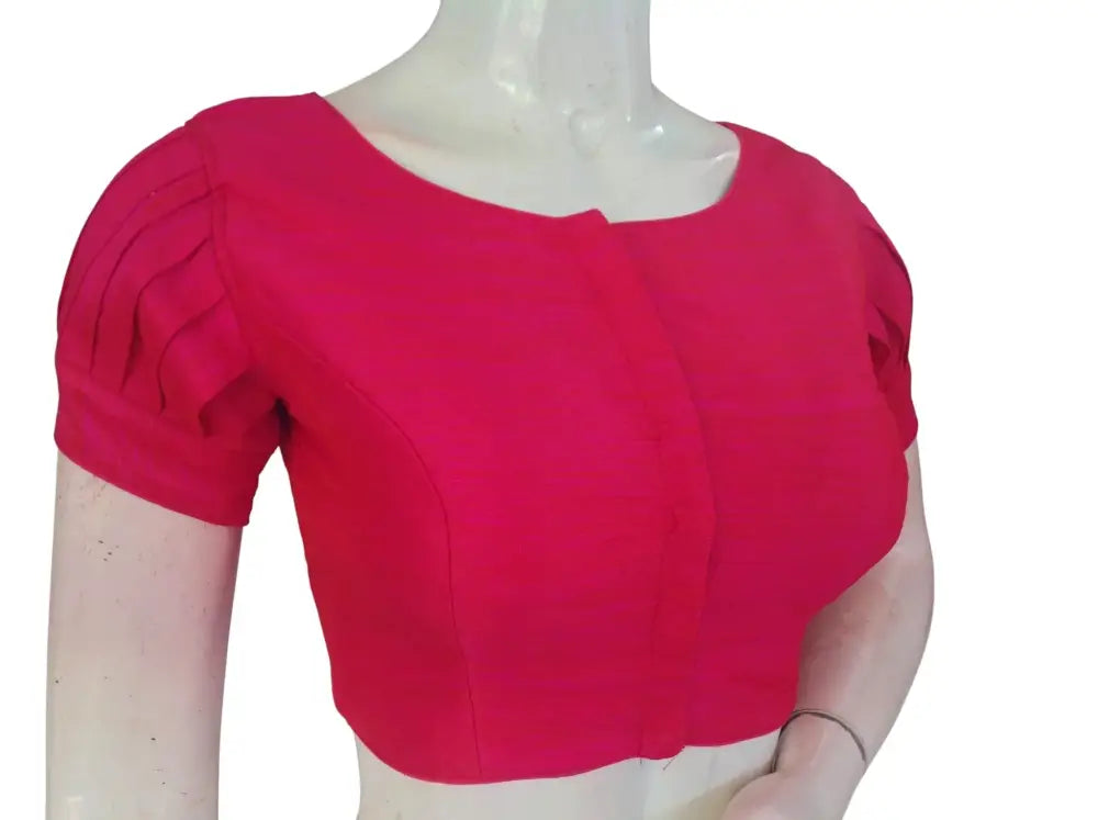 Plain Silk Puff Sleeves Saree Blouse – Ready to Wear for Weddings & Festivals - D3blouses