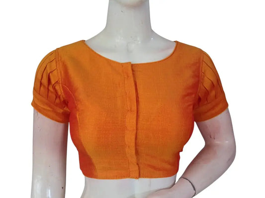 Plain Silk Puff Sleeves Saree Blouse – Ready to Wear for Weddings & Festivals - D3blouses