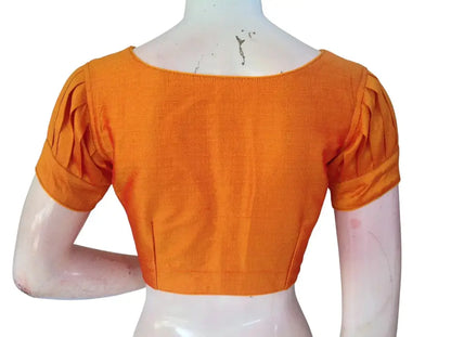 Plain Silk Puff Sleeves Saree Blouse – Ready to Wear for Weddings & Festivals - D3blouses