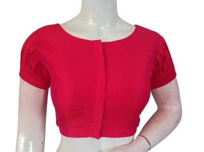 Plain Silk Puff Sleeves Saree Blouse – Ready to Wear for Weddings & Festivals - D3blouses